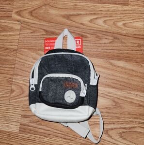 Small black and grey dog backpack